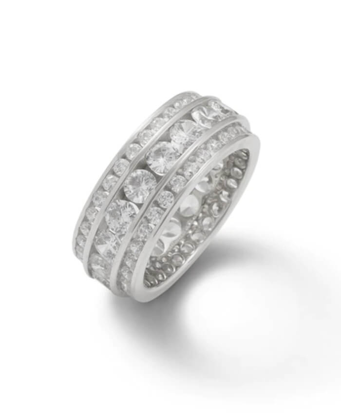 Cubic Zirconia Alternating Band in Sterling Silver